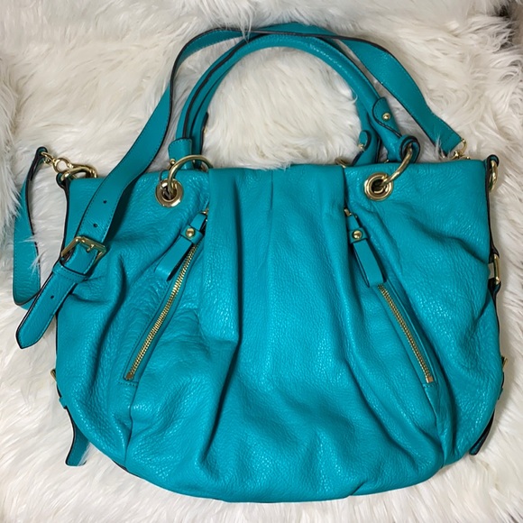 ♥️Preloved♥️ Vince Camuto Turquoise Cris-SA Group Satchel - Picture 1 of 16